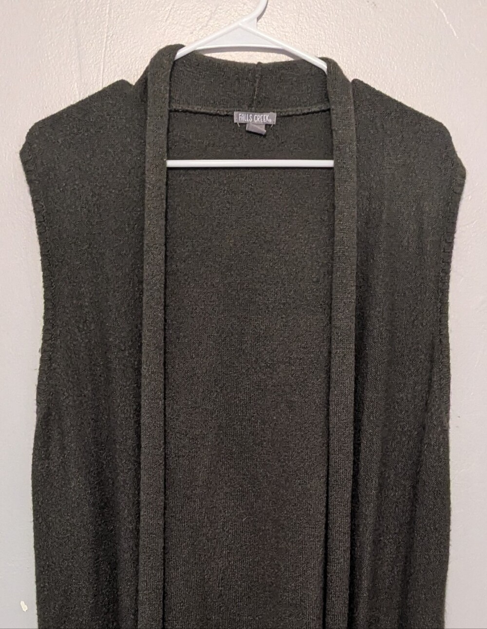 Falls Creek Black Open-Front Knit Cardigan with Pockets